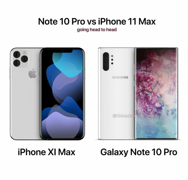 iPhone XI Max外观比照三星Note10 Pro（图源推特）