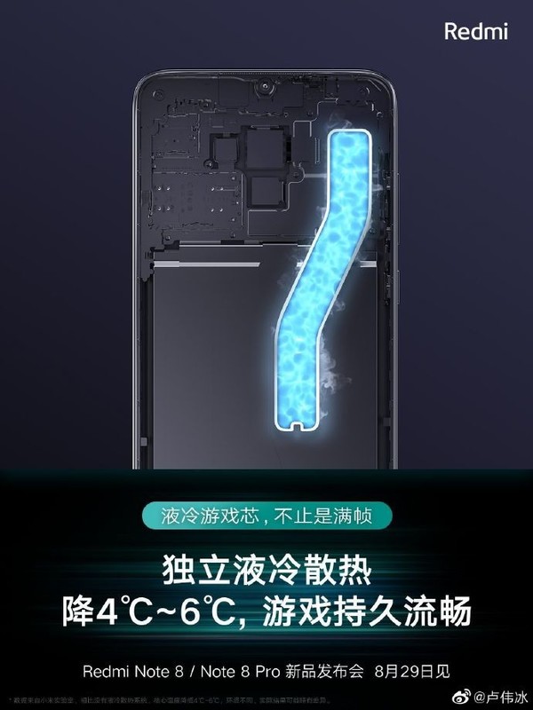 红米Note 8 Pro选用独立液冷散热体系