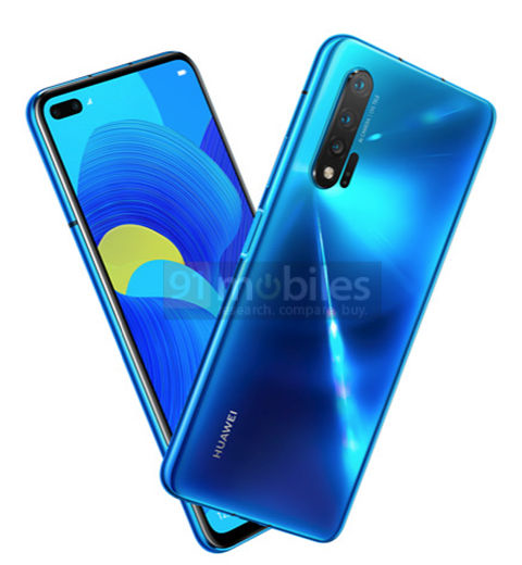 疑似华为nova 6 5G版烘托图（图源91mobiles）